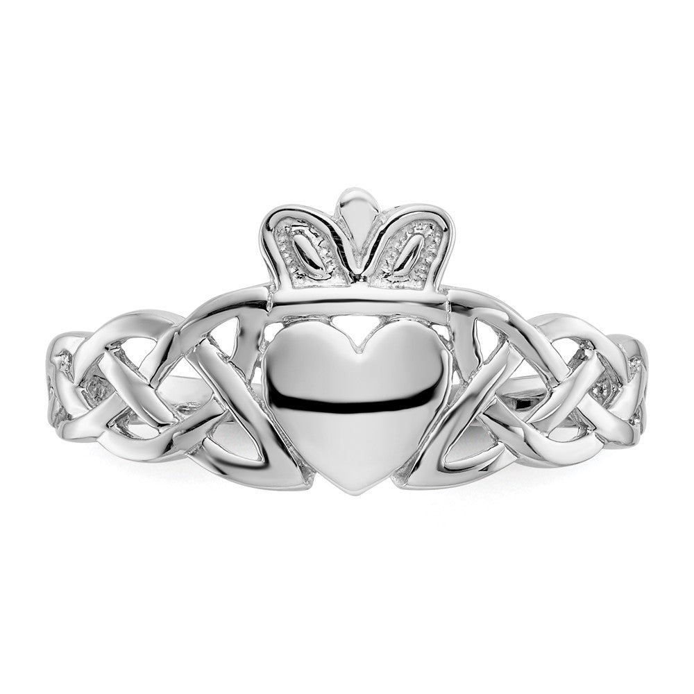 14k White Gold Mens Claddagh Ring Size 9