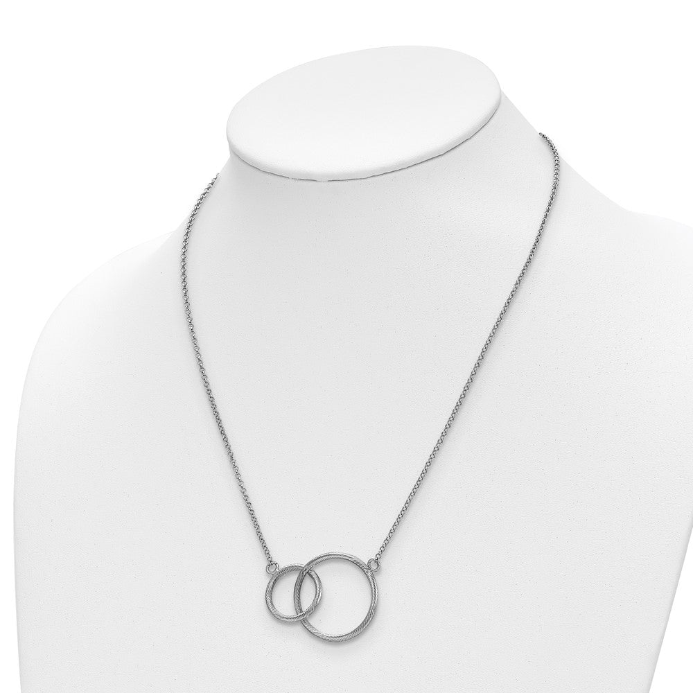 Sterling Silver Rhodium Intertwined Circles w/2 in ext. Necklace