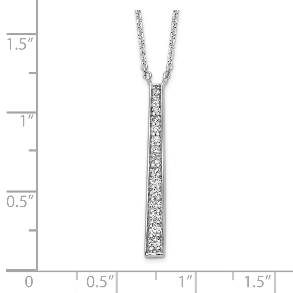 Sterling Silver Rhodium-plated Polished CZ Tapered Pendant Necklace 17.5 Inches