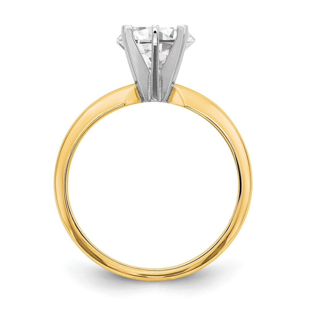 14k Two-Tone 1 carat Lightweight Half-Round 6-Prong Round Solitaire Ring Mounting