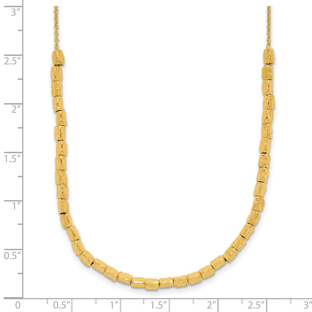 Sterling Silver Gold-plated Polished/Hammered w/2in ext. Necklace