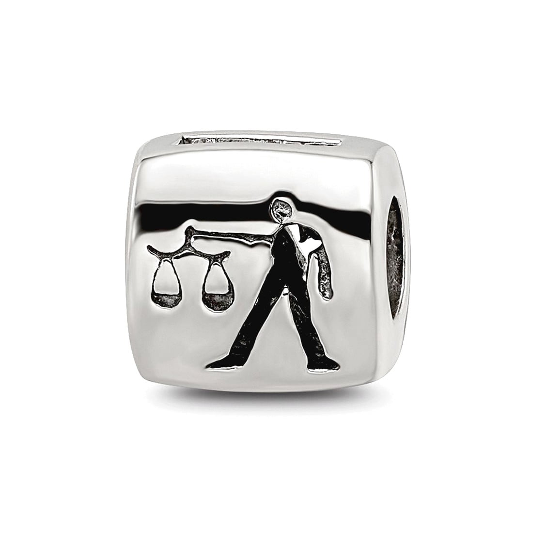 Sterling Silver Reflections Libra Zodiac Antiqued Bead