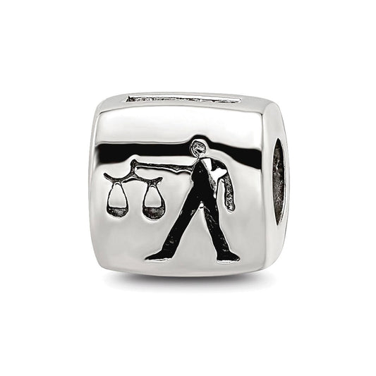 Sterling Silver Reflections Libra Zodiac Antiqued Bead