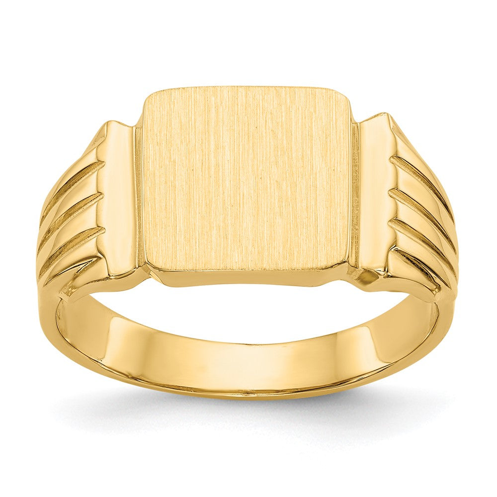 14k 10.5x10.5mm Open Back Mens Signet Ring Size 9