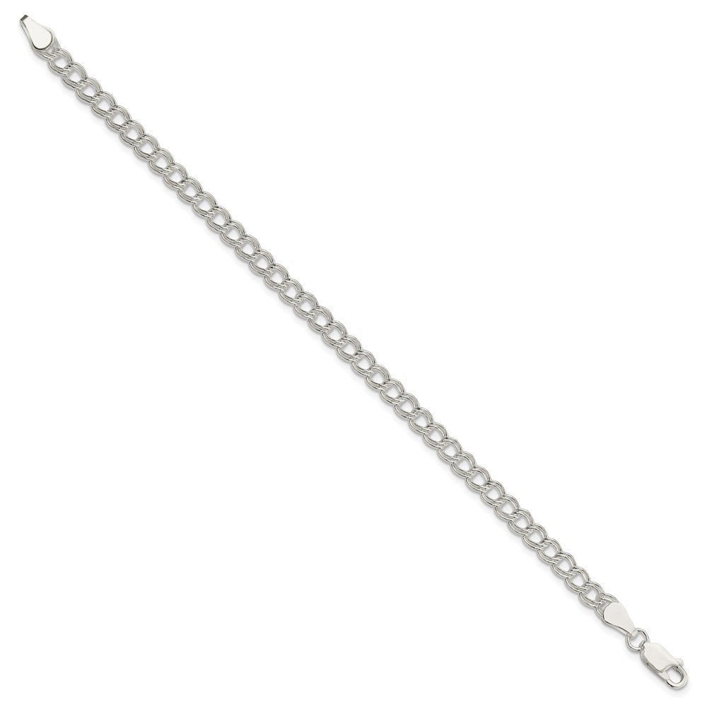 Sterling Silver 5mm Double Link Charm Bracelet 7 inches