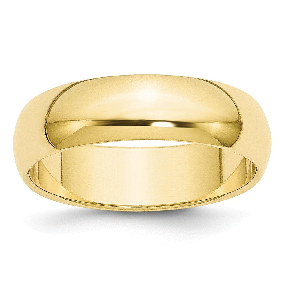 10k Yellow Gold 6mm Half Round Wedding Band Size 8