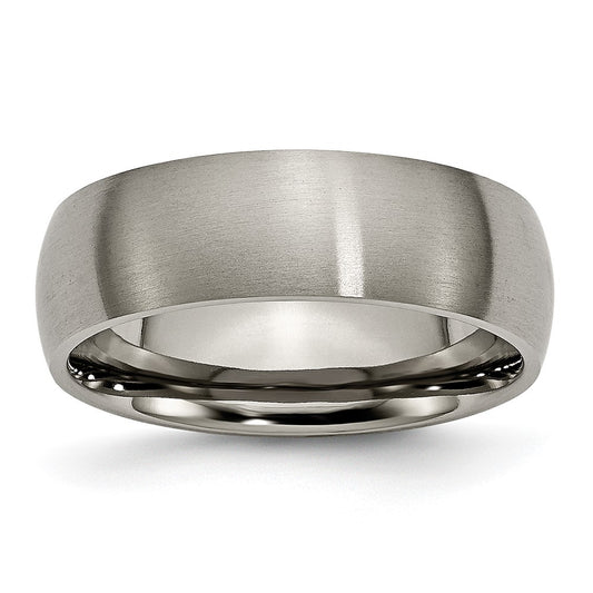 Titanium Brushed 7mm Half Round Band Size - 12