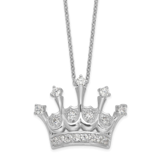 Cheryl M Sterling Silver Rhodium-plated Brilliant-cut CZ Crown 18 Inch Necklace 18 Inches
