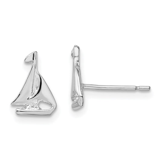 Sterling Silver Rhodium-Plated CZ Star and Moon Left/Right Earrings
