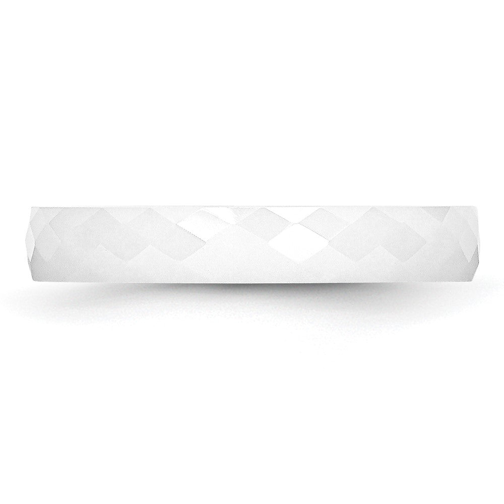 Ceramic White 4mm Faceted Polished Band Size - 7.5