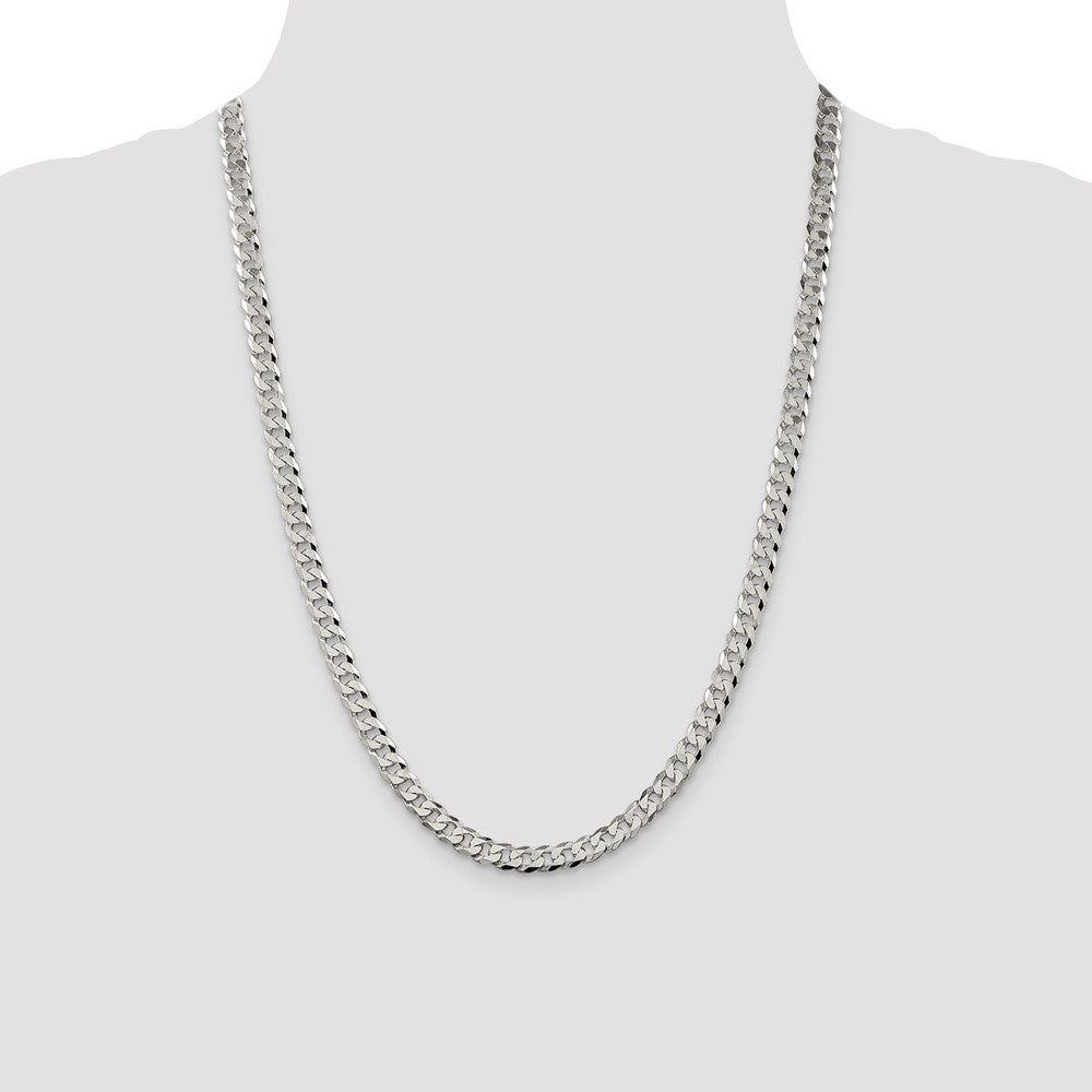 Sterling Silver 6mm Beveled Curb Chain 24 Inches