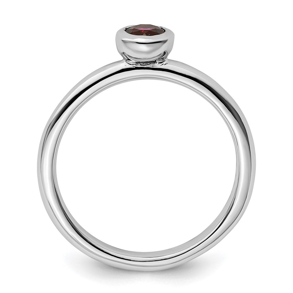 SS Stackable Expressions Low 4mm Round Rhodolite Garnet Ring Size -10