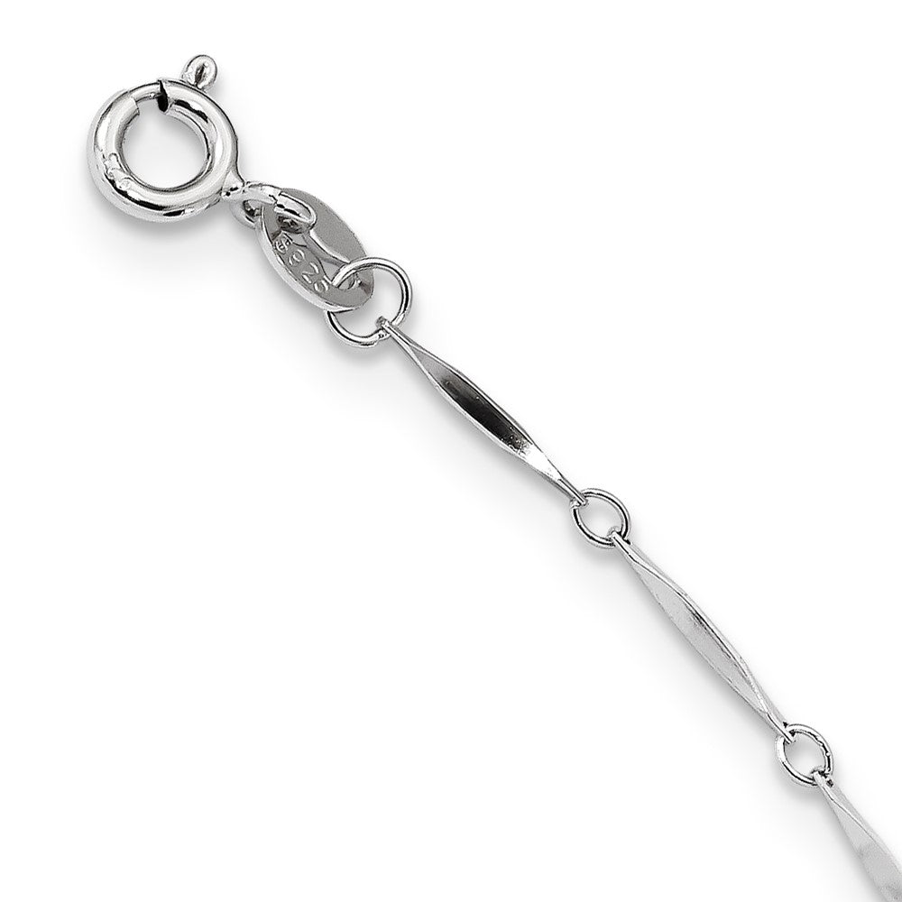 Sterling Silver Rhodium-plated 7-8mm Black Teardrop Freshwater Cultured Pearl Dangle 7-Station 17.5 inch Necklace 17.5 Inches