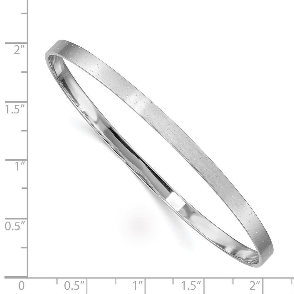 Sterling Silver Rhodium-plated 4.00mm Satin Slip-on Bangle 8 inches