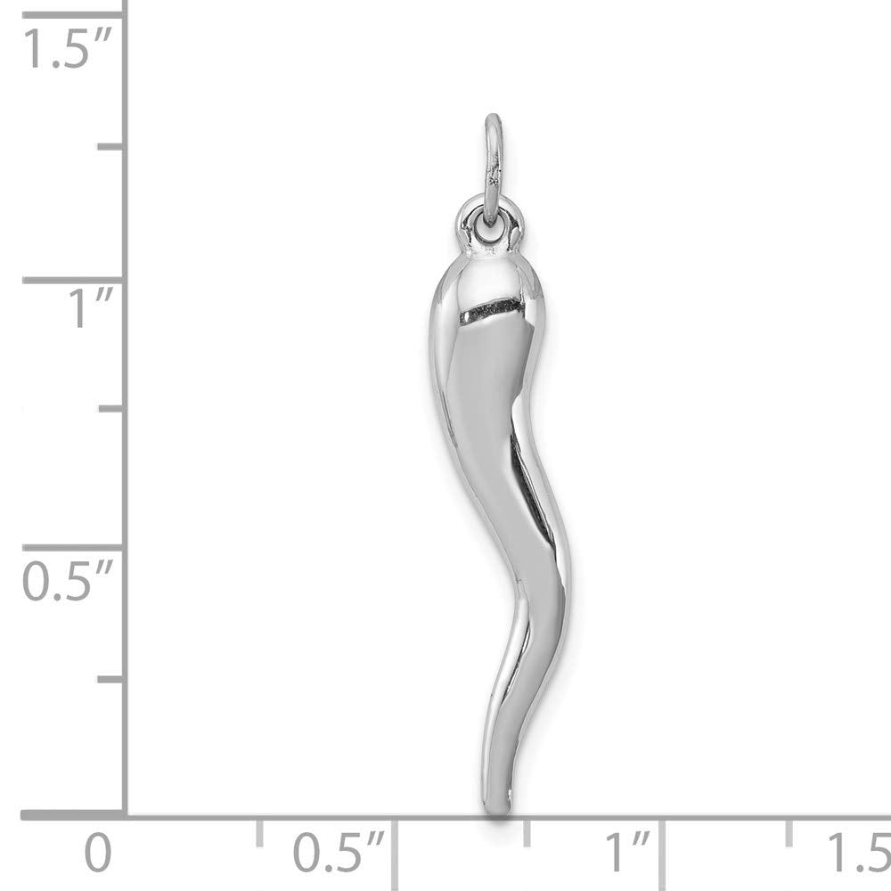 Sterling Silver Rhodium-plated Polished Italian Horn Pendant