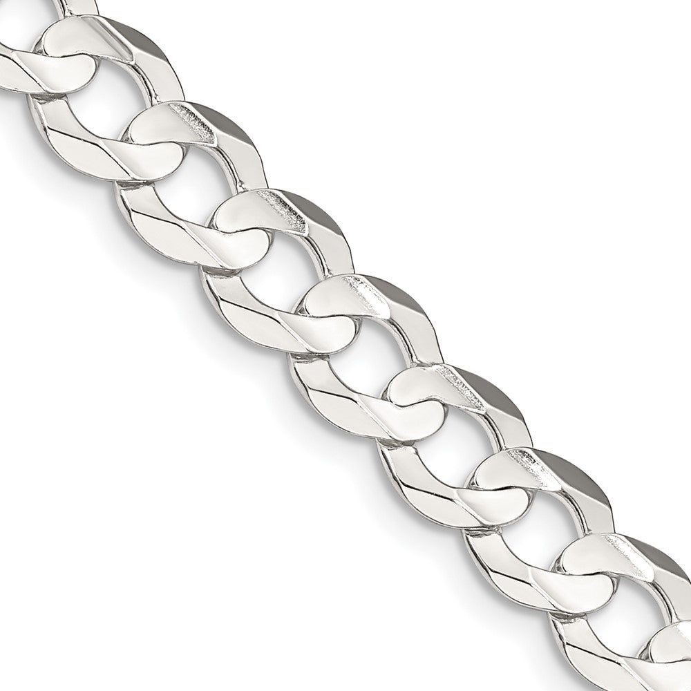 Sterling Silver 7.8mm Concave Beveled Curb Chain 24 Inches