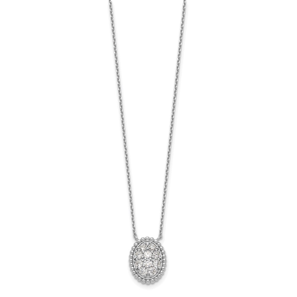 Sterling Shimmer Sterling Silver Rhodium-plated 18 inch 10 Stone Oval CZ Necklace 18 Inches
