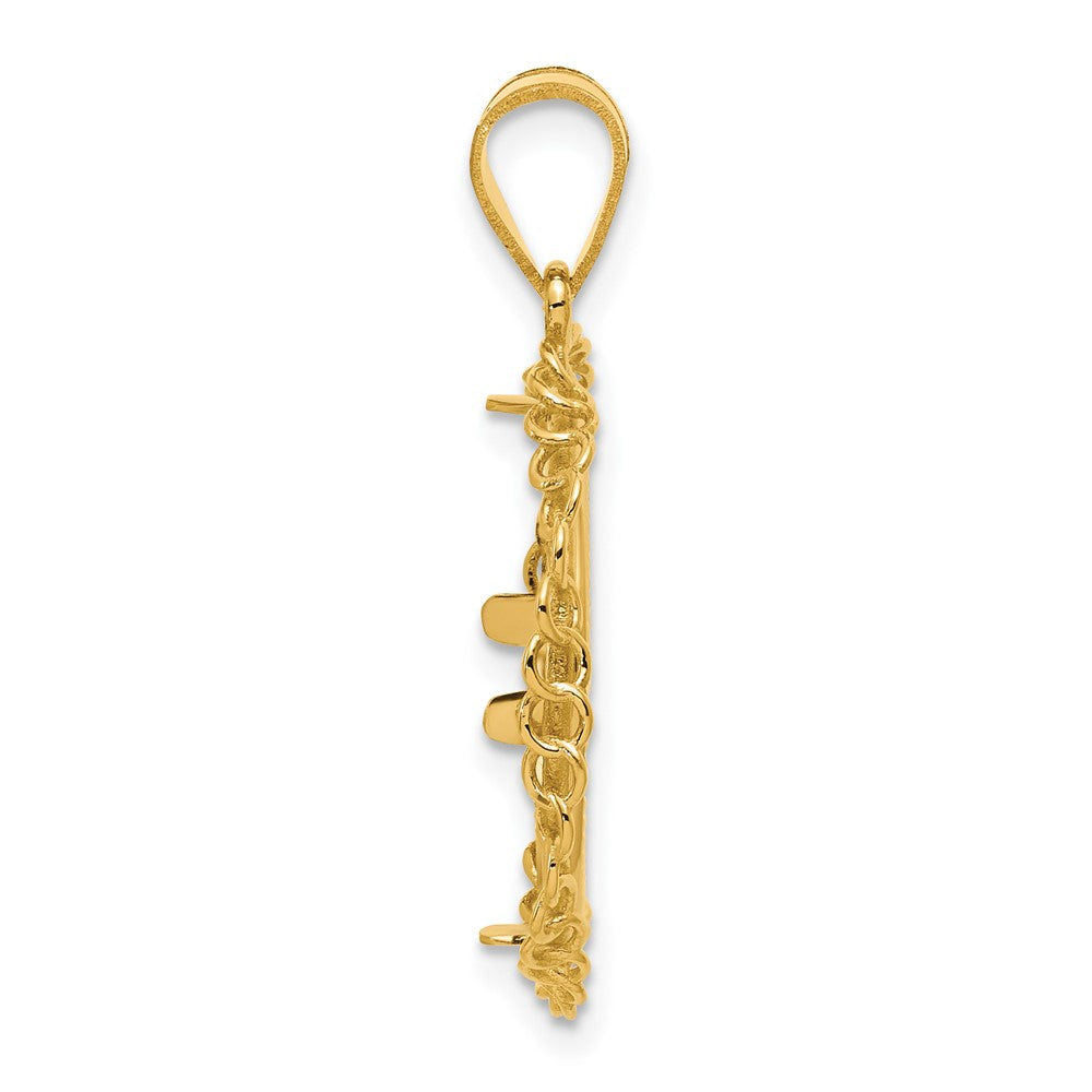 14k Diamond Cut Twisted Ring with 16.5mm Prong Coin Bezel Pendant