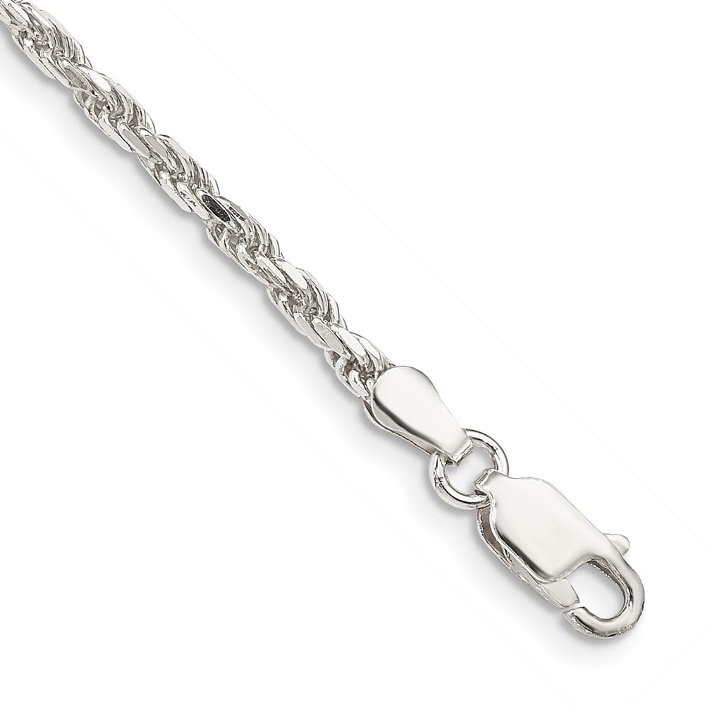 Sterling Silver 2.5mm Diamond-cut Rope Chain 7 inches