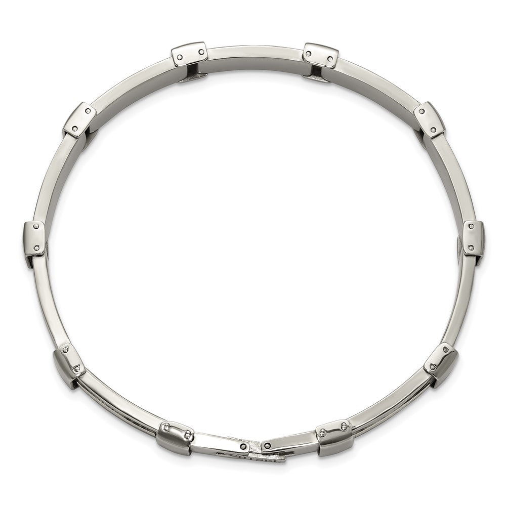Chisel Stainless Steel Brushed and Polished with Diamond-cut 14K Gold Accent 8.25 inch Link Bracelet 8.25 inches