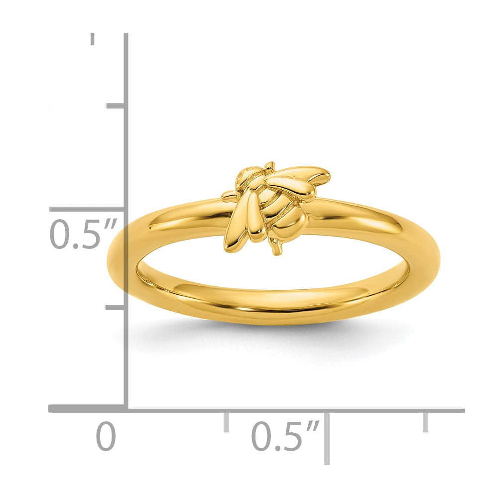 Sterling Silver Stackable Expressions Gold-plated Bee Ring Size -5