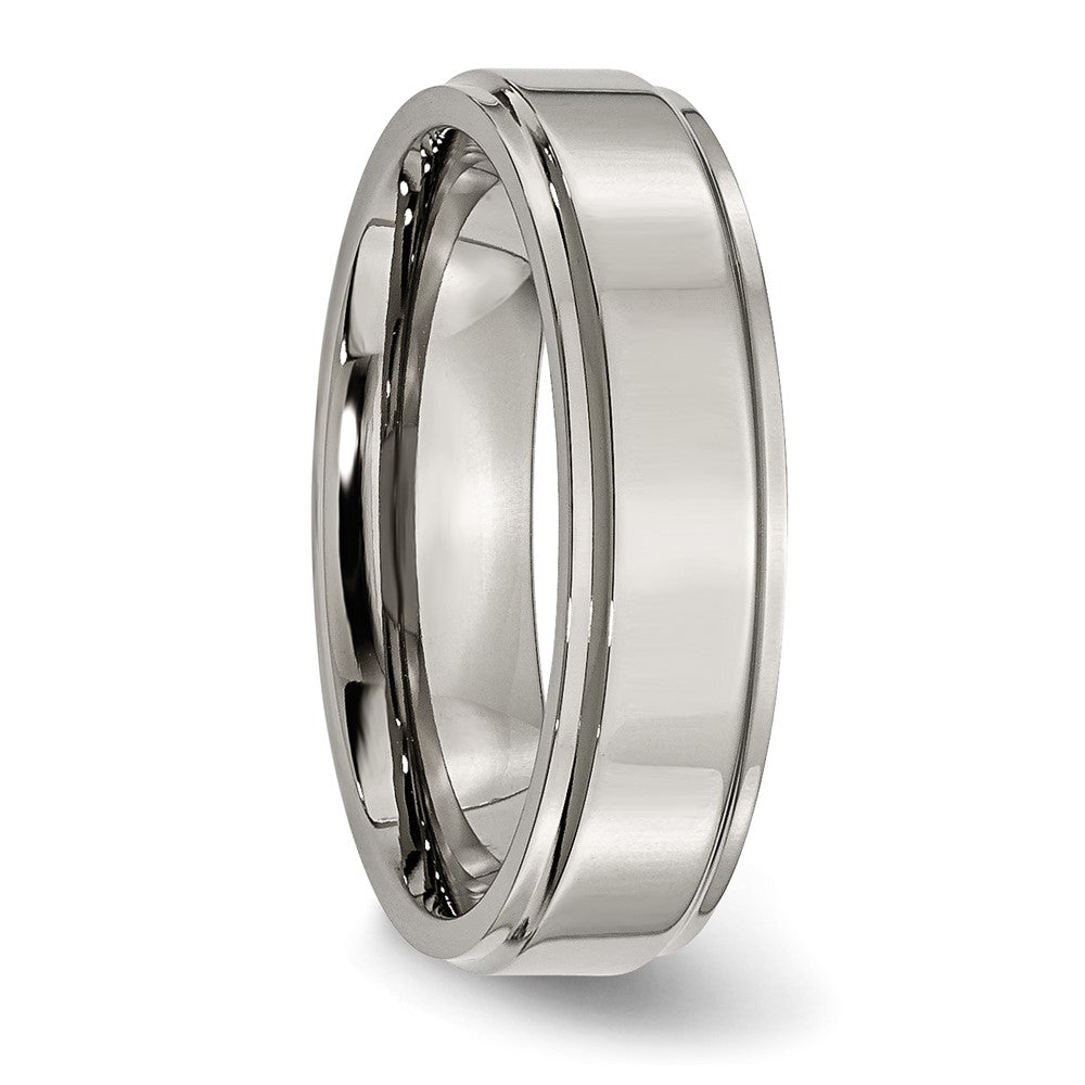 Titanium Polished 6mm Ridged Edge Band Size - 7.5