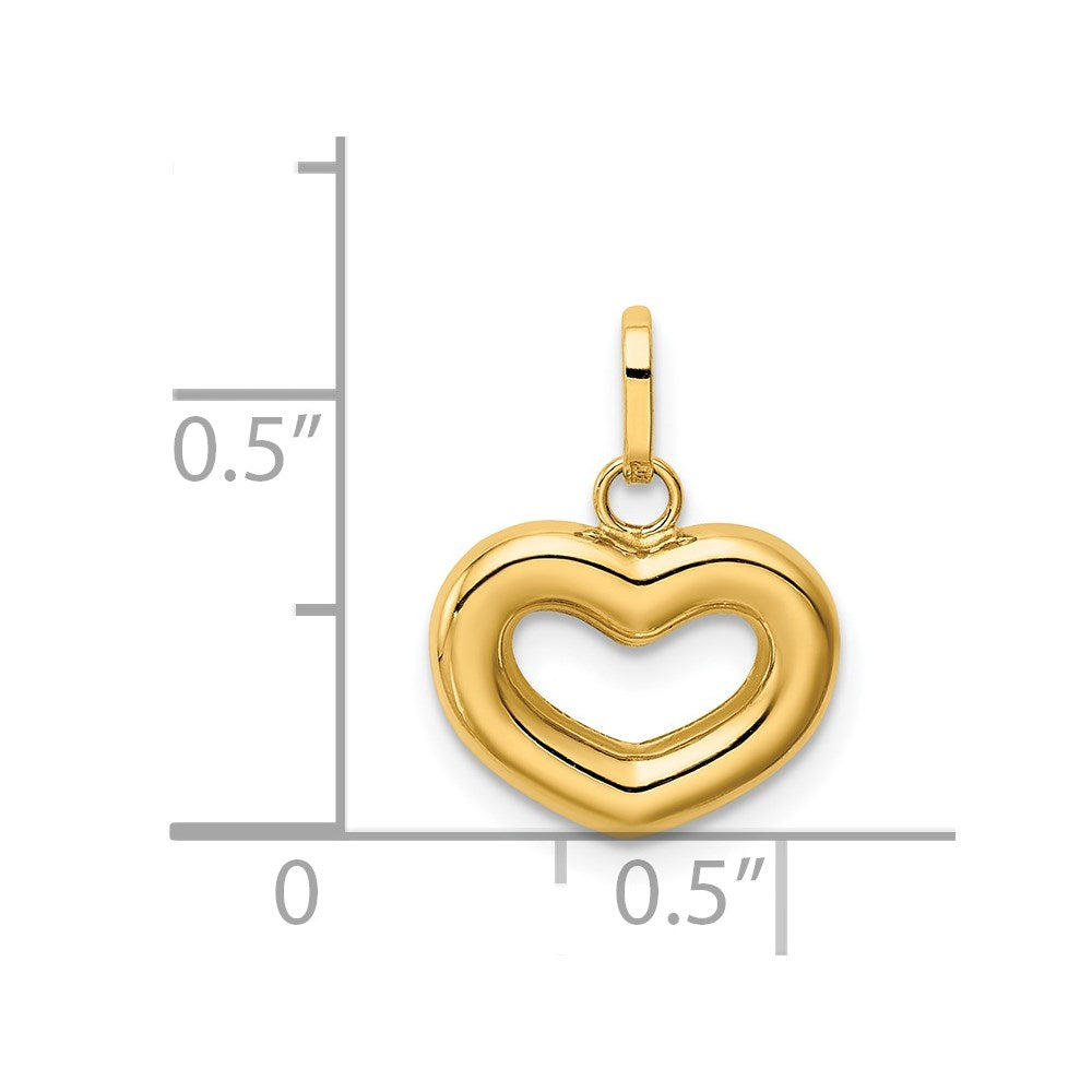 14k Polished Cut-out Puffed Heart Charm