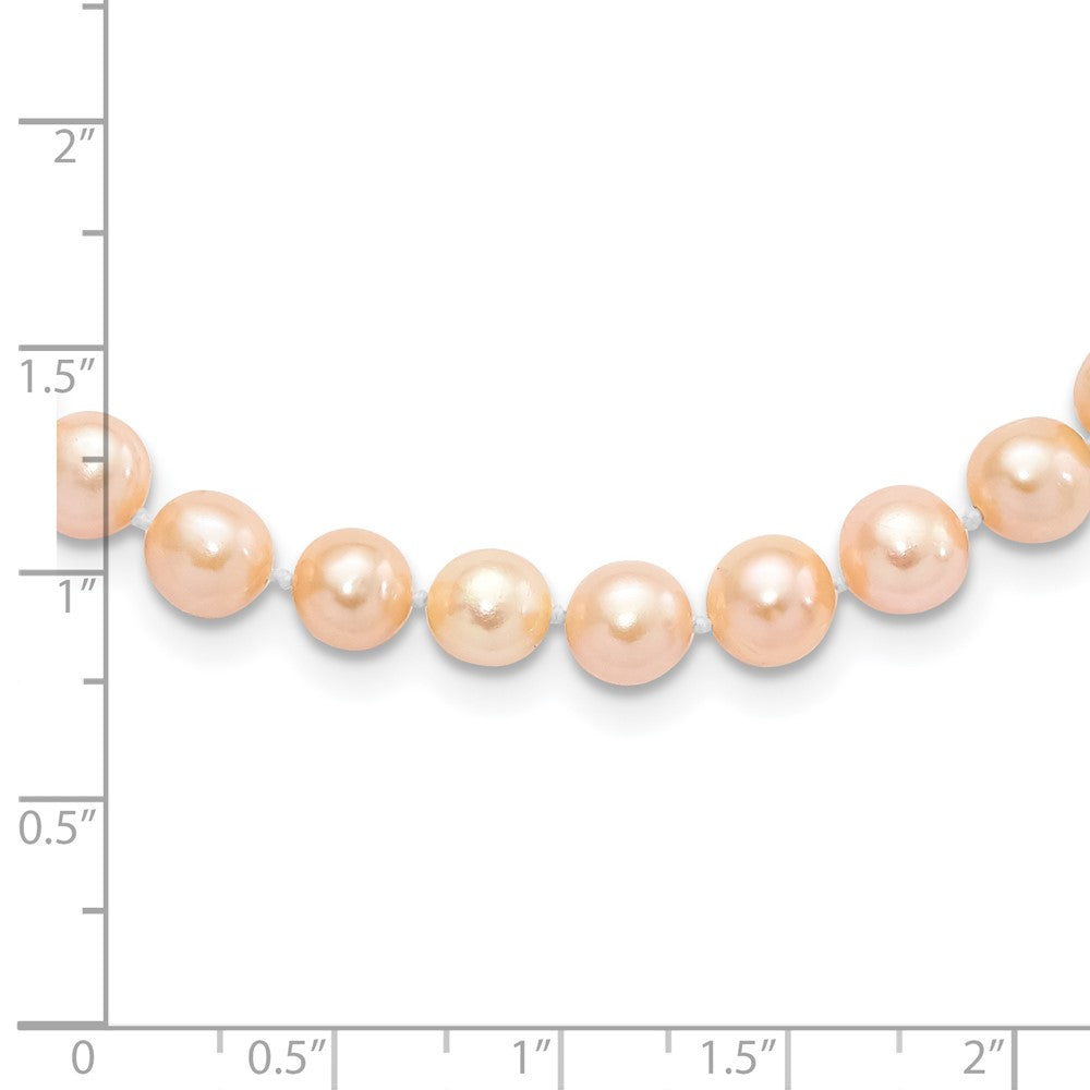Sterling Silver Rhodium-plated 6-7mm Pink Near-Round Freshwater Cultured Pearl 16 inch Necklace 16 Inches