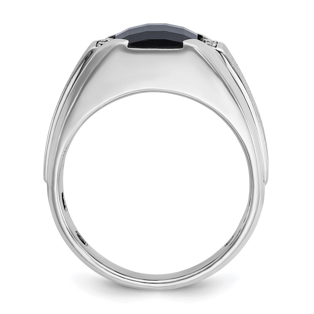 IBGoodman 14k White Gold Men's Polished and Satin Onyx and .02 Carat AA Quality Diamond Ring