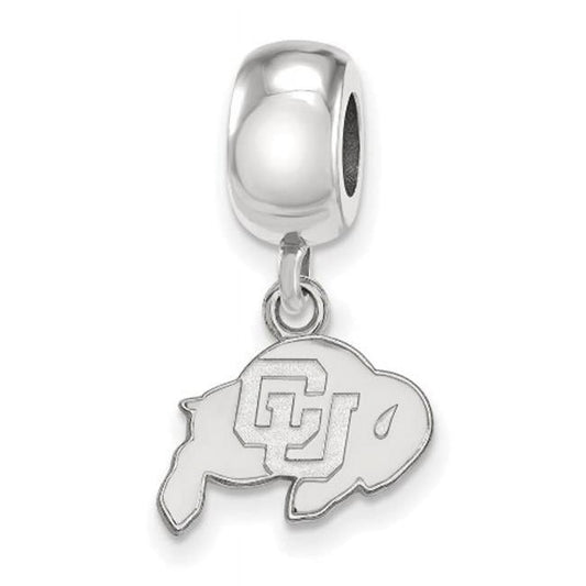 Sterling Silver Rhodium-plated LogoArt University of Colorado Buffalo Extra Small Dangle Bead Charm