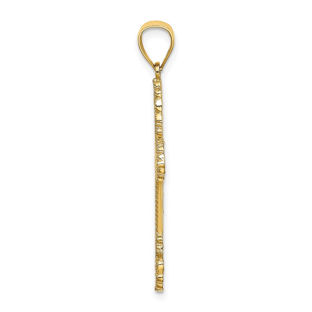 14K Beaded Cross Charm