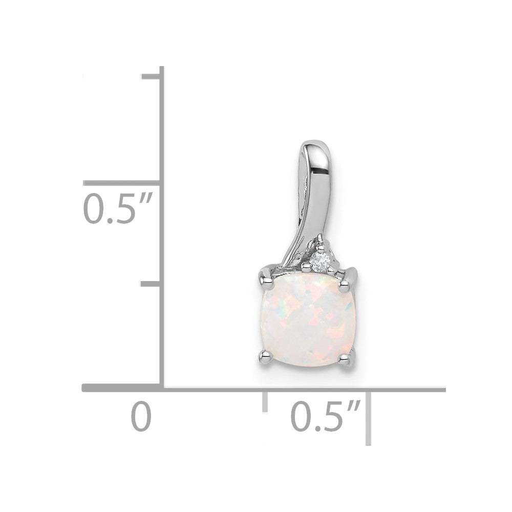 SS Created Opal and Diamond Pendant