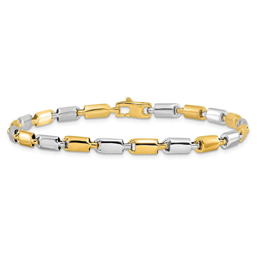 14k Two-tone Polished Fancy Rectangular Link Bracelet 7.5  inches