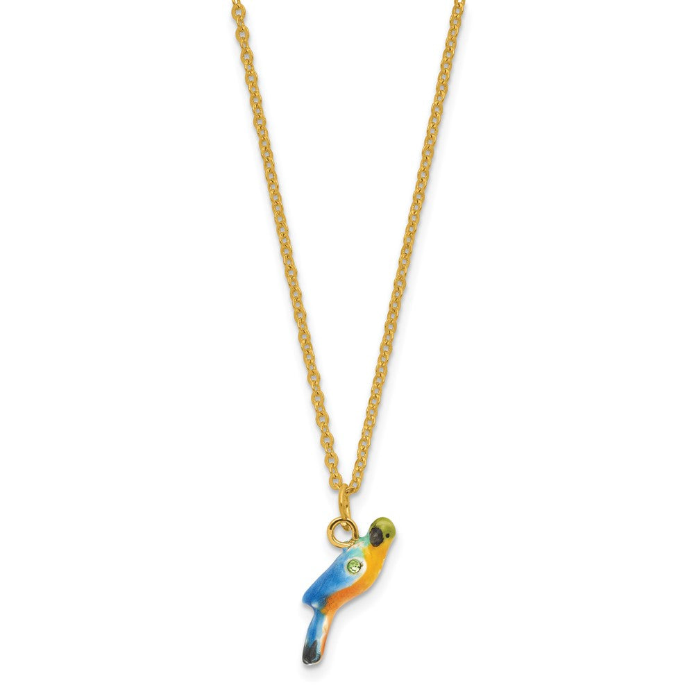 Luxury Giftware by Jere Bejeweled MOJO Macaw Parrot on Branch Trinket Box with Matching 18 inch Necklace