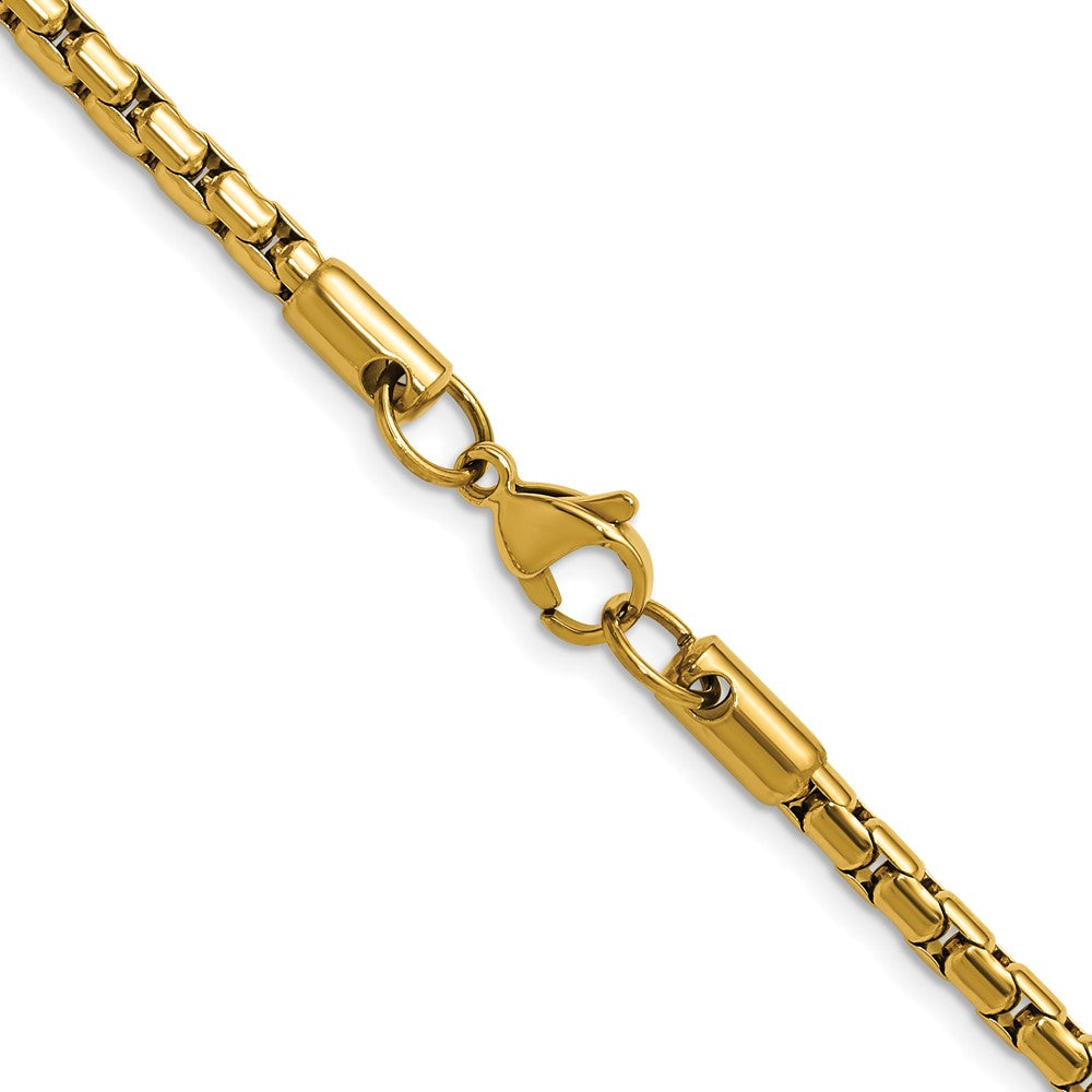 Chisel Stainless Steel Polished Yellow IP-plated 3.5mm 18 inch Elongated Round Box Chain