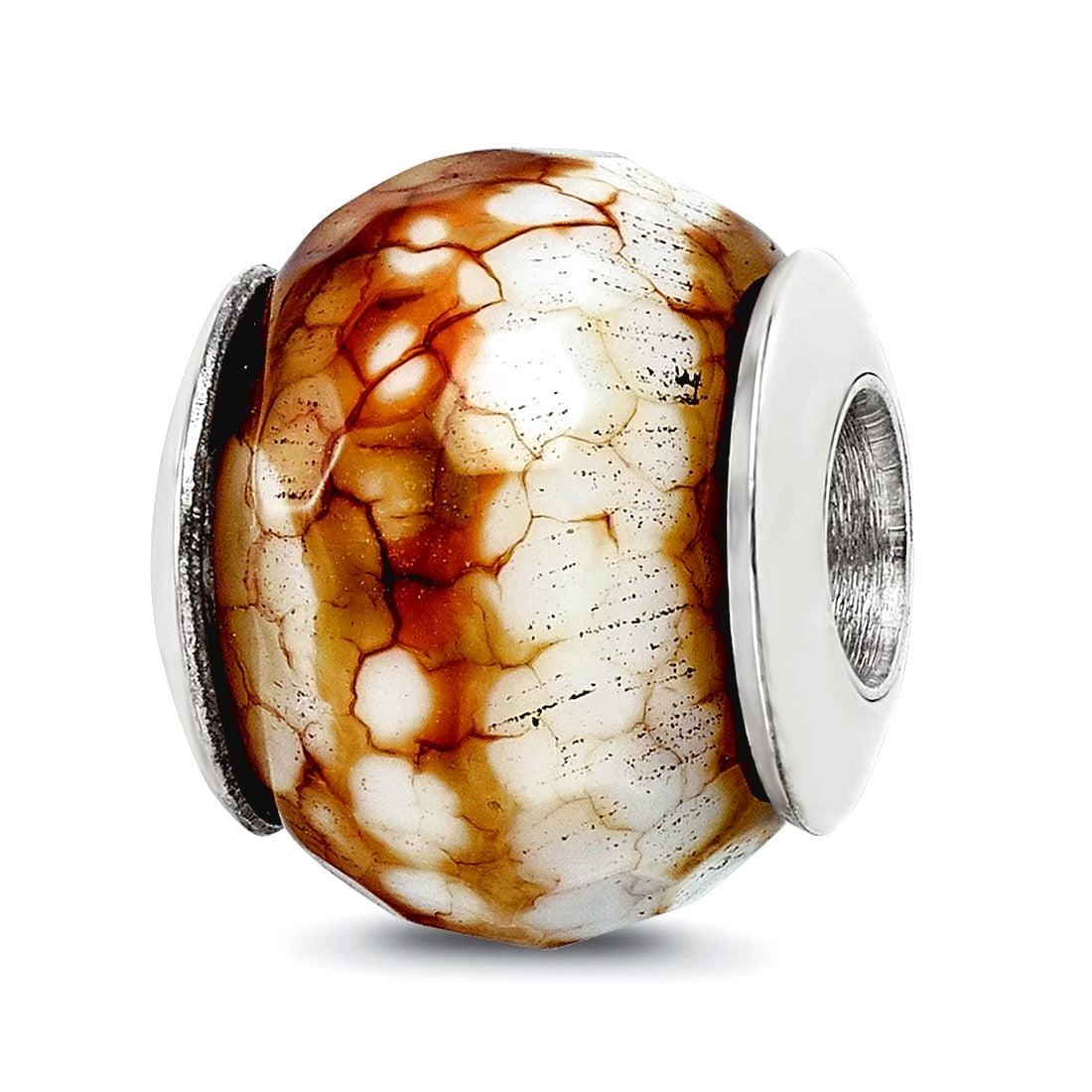 Sterling Silver Reflections Cracked Agate w/Shell Stone Bead