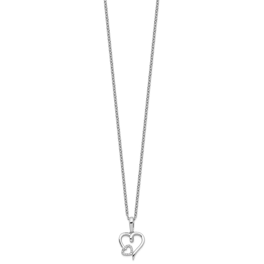 White Ice Sterling Silver Rhodium-plated 18 Inch Diamond Hearts Necklace with 2 Inch Extender 18 Inches