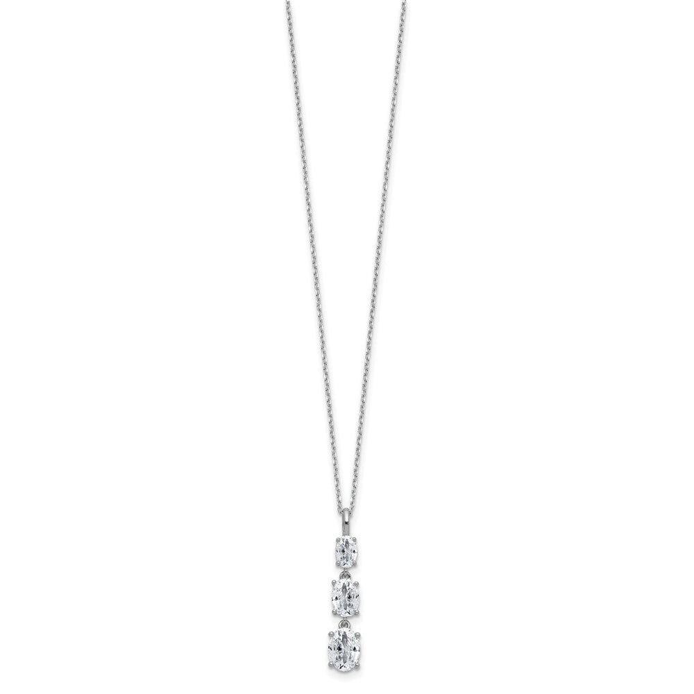 Cheryl M Sterling Silver Rhodium-plated Polished Graduated Triple Oval CZ Necklace 18 Inches