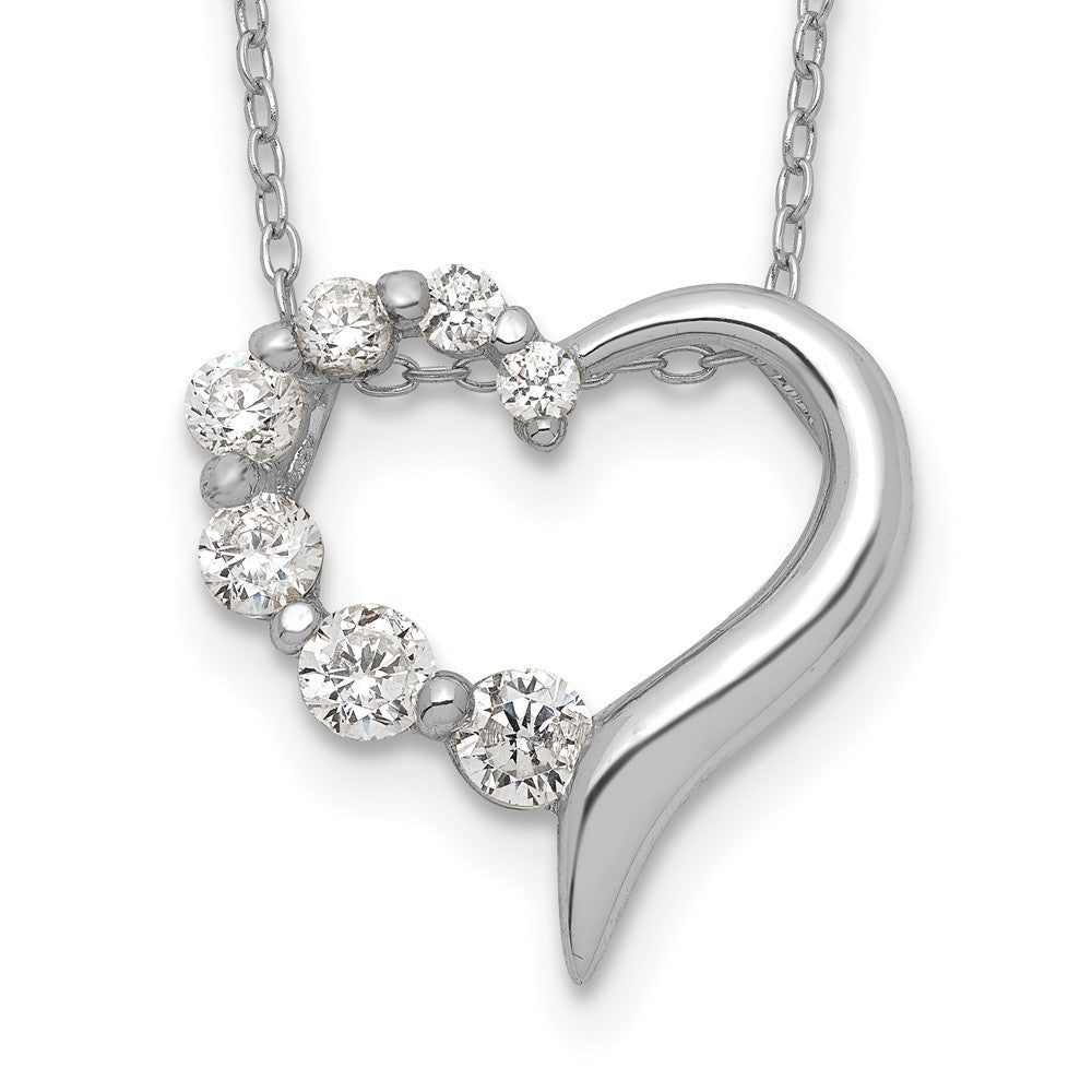 Sterling Silver CZ Heart Journey Necklace 18 Inches