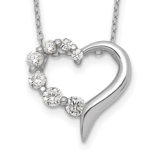 Sterling Silver CZ Heart Journey Necklace 18 Inches