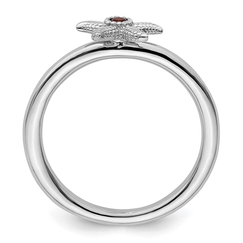Sterling Silver Stackable Expressions Garnet Starfish Ring Size -8