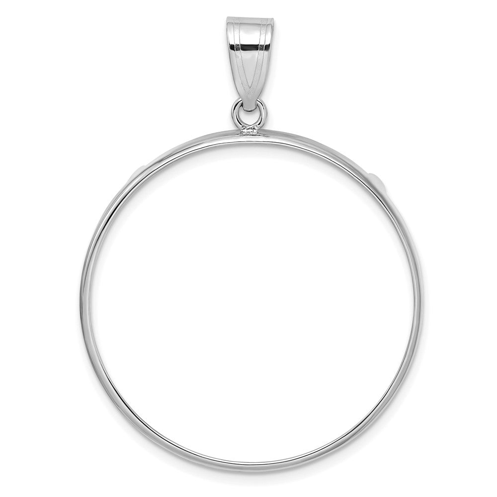 Wideband Distinguished Coin Jewelry 14k White Gold Polished 32.7mm Prong Coin Bezel Pendant