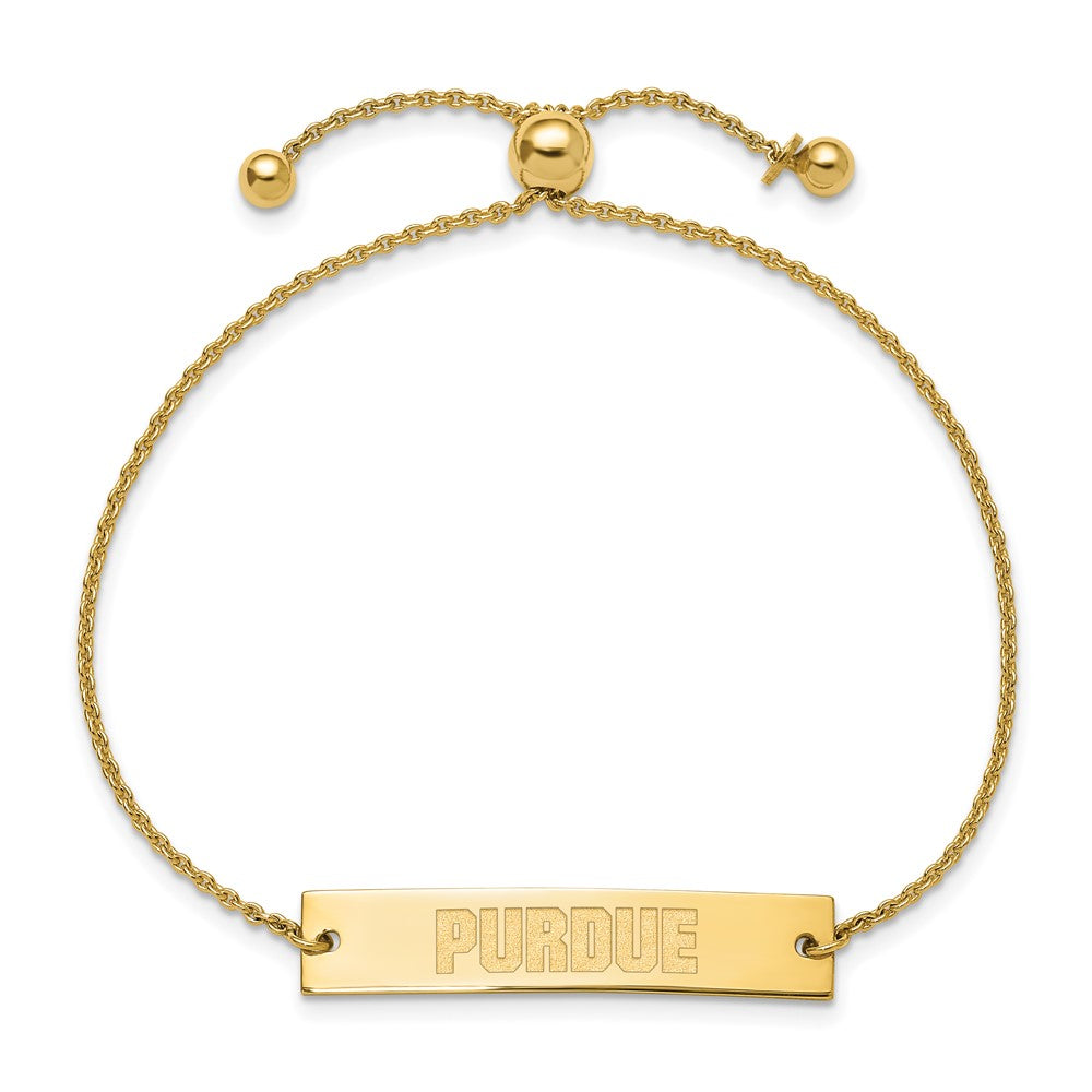 Sterling Silver Gold-plated LogoArt Purdue University Small Bar Adjustable 9 inch Bracelet