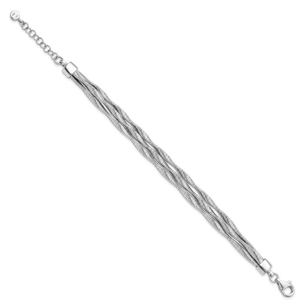Sterling Silver Rhodium-plated 3-strand with 1in ext. Bracelet