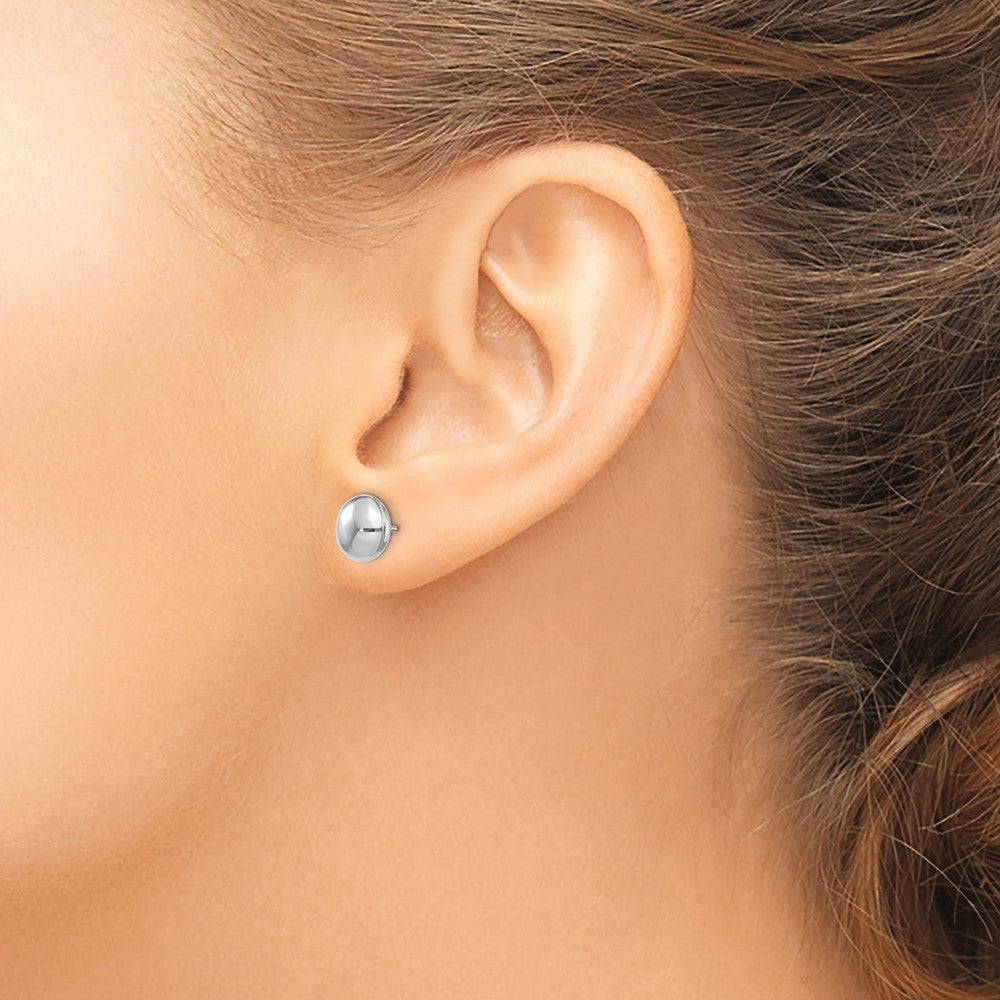 14k White Polished 8mm Button Post Earrings