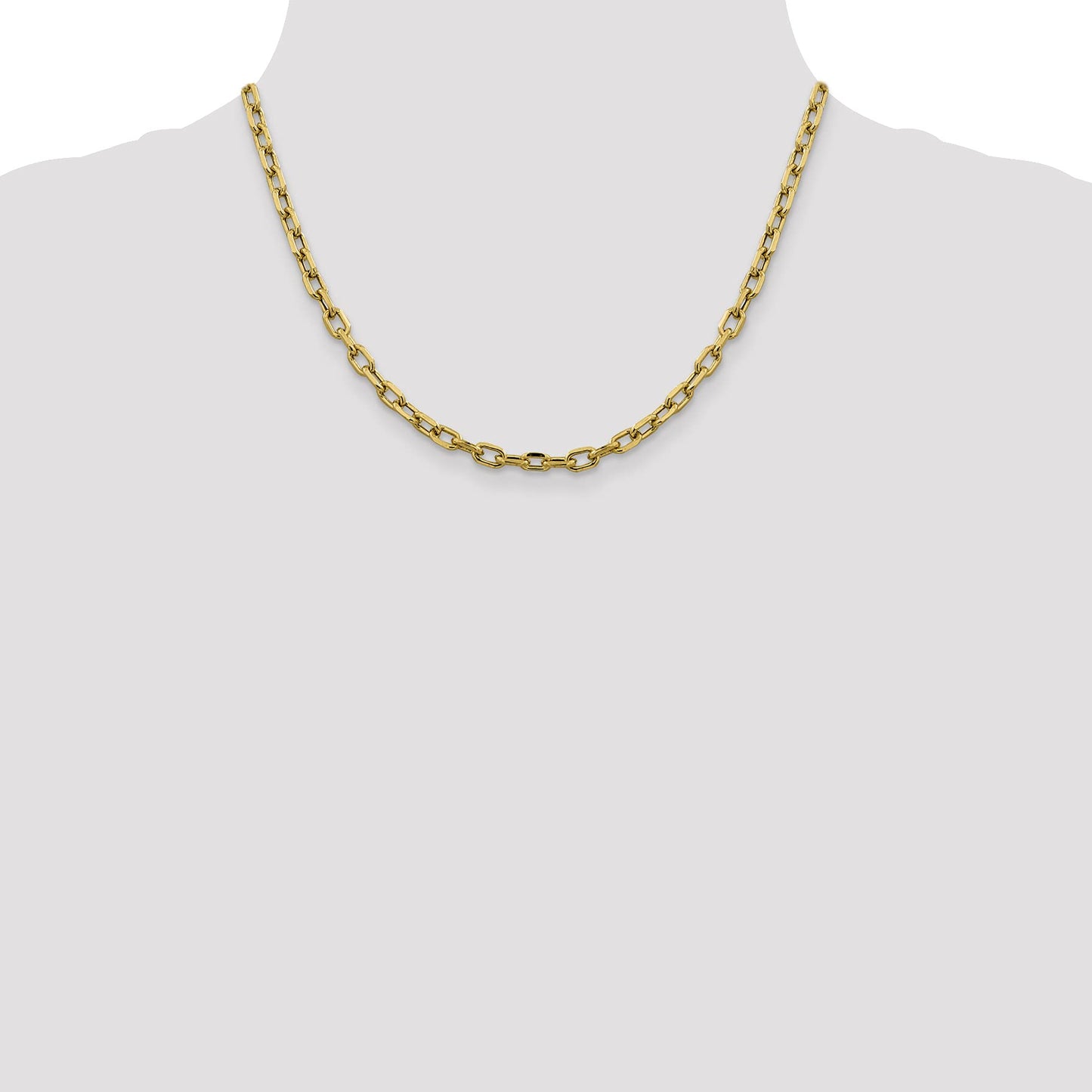 14K 18 inch 4.9mm Semi-Solid Diamond-cut Open Link Cable with Lobster Clasp Chain