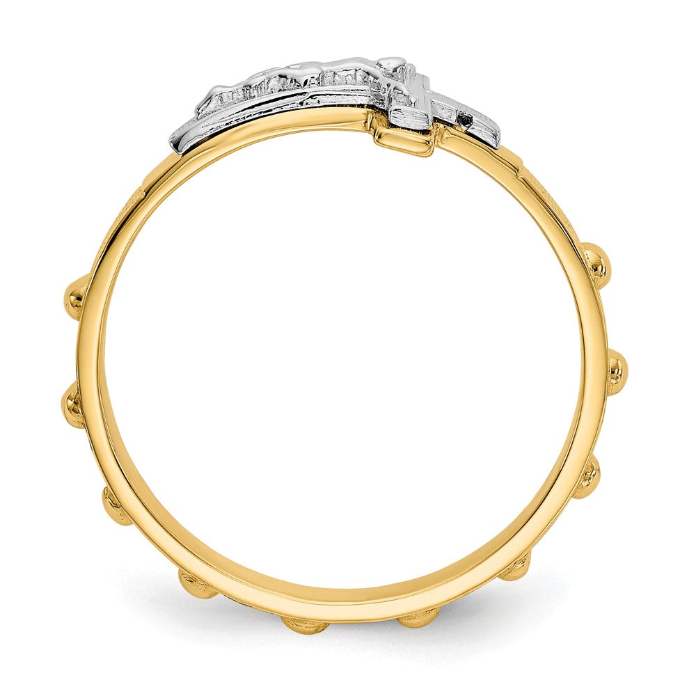 14K Two-tone Crucifix Rosary Ring Size 7