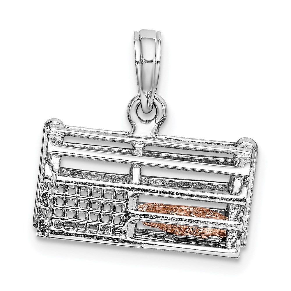 14K Two-Tone 3D Lobster Trap Moveable Charm