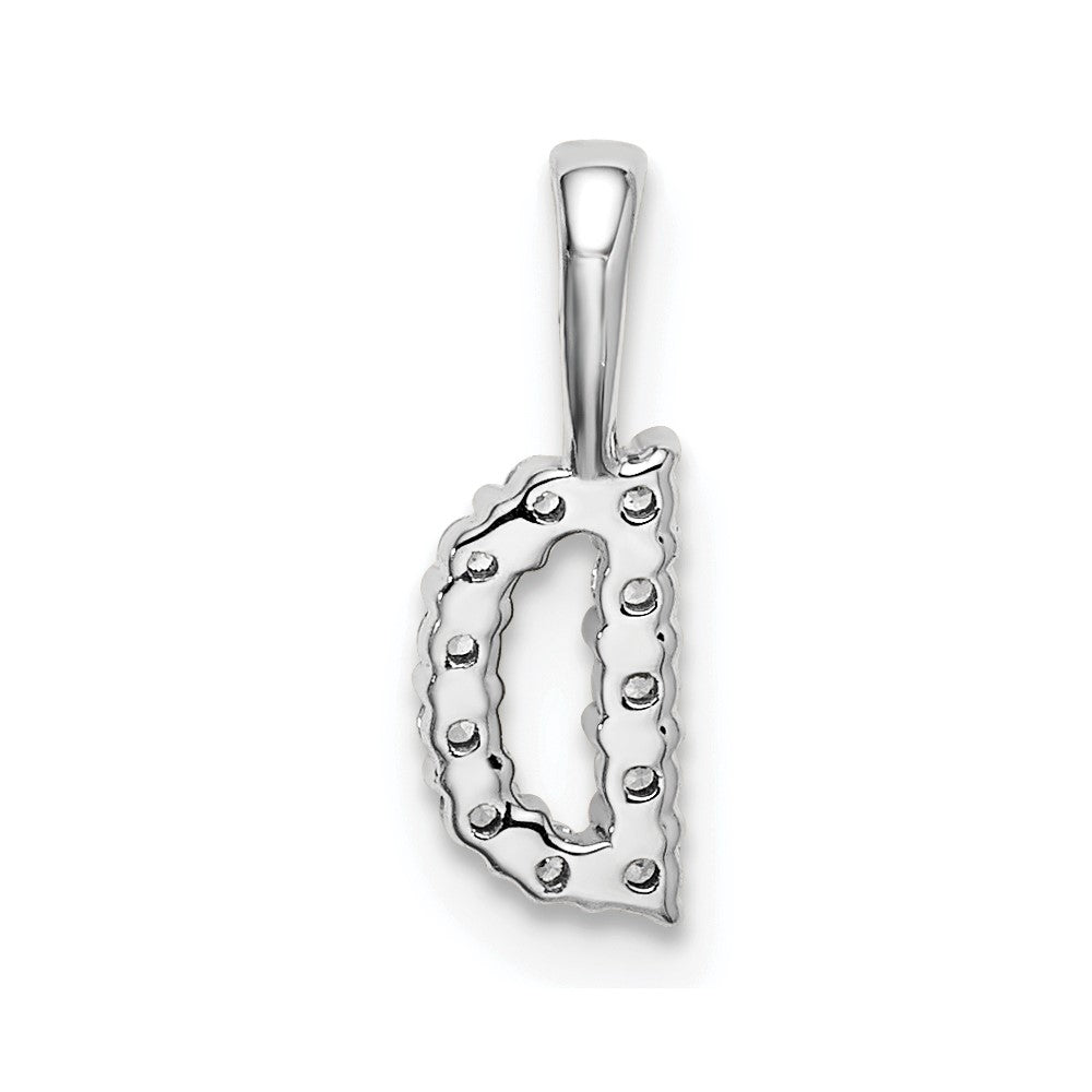 14k White Gold 1/10 carat Lab Grown Diamond VS/SI+ G+ Letter D Initial Pendant