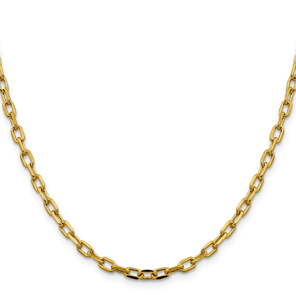 14K  18 inch 3.7mm Semi-Solid Diamond-cut Open Link Cable with Lobster Clasp Chain